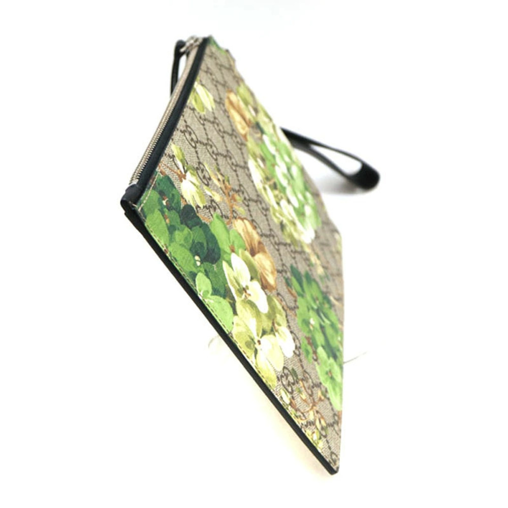 GUCCI Clutch Bag GG Supreme Flower Beige Black Green - Picture 3 of 9